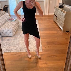 Black stretchy Venus high low type mini dress